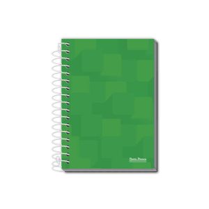 Caderneta 1/8 coleção pauta branca com capa preta e alguns elemenetos 3d