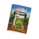 Livros de colorir e atividades Pauta Branca com 8 páginas, temas de princesas, sereias, carros, dinossauros e máscaras para recortar.