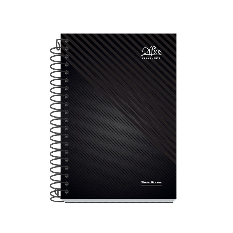 Agenda Permanente Coleção Office Pauta branca, Sua capa é minimalista na cor preta.
