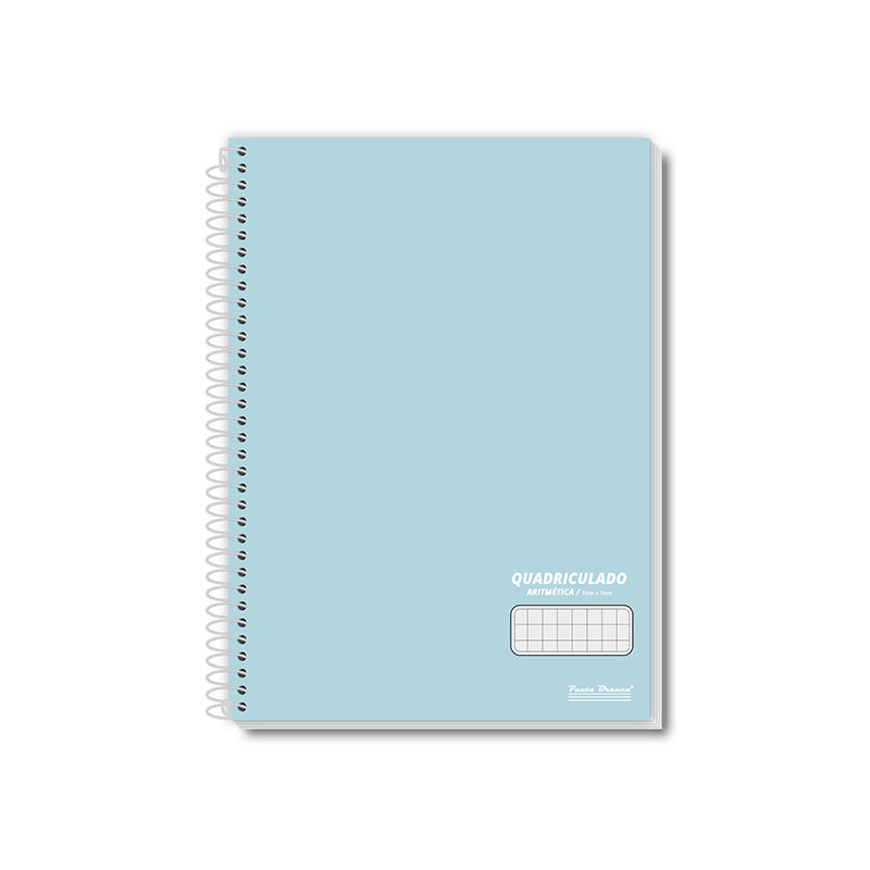 Cadernos Pauta Branca Coleção Office Colors, modelos universitário, 1/4 e 1/8, com opção quadriculada 7x7. Capas minimalistas em cores neutras, ideais para um visual profissional e elegante.