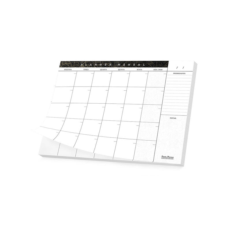 O Planner de Mesa Pauta Branca é perfeito para quem busca organização prática e visual no dia a dia. No formato A4, ele está disponível em duas versões Semanal e mensal.