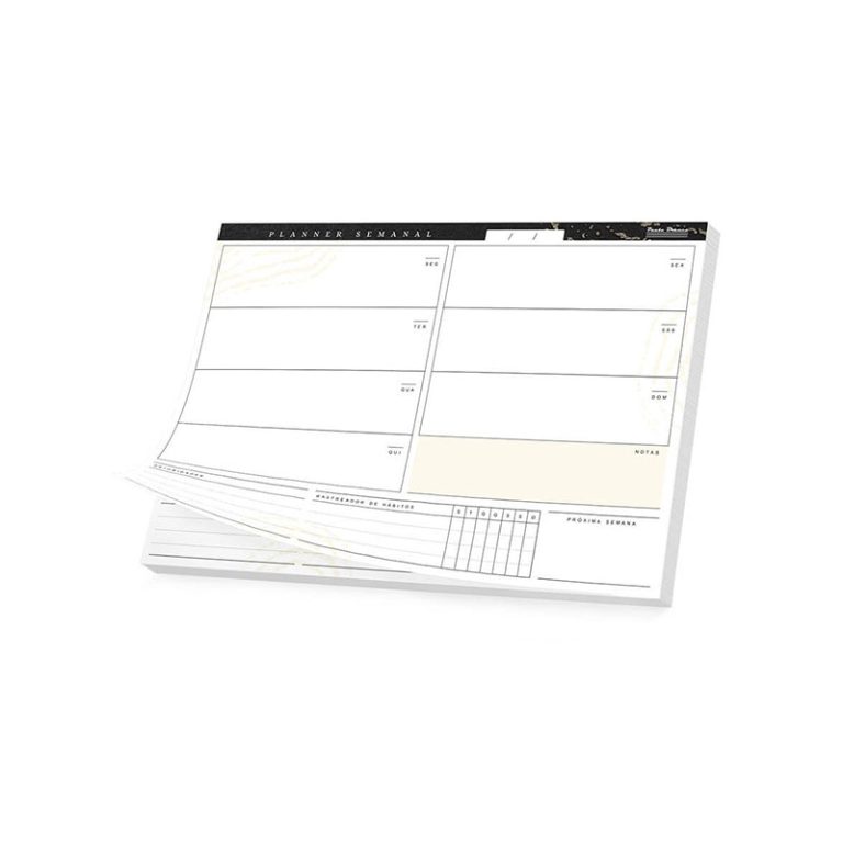O Planner de Mesa Pauta Branca é perfeito para quem busca organização prática e visual no dia a dia. No formato A4, ele está disponível em duas versões Semanal e mensal.