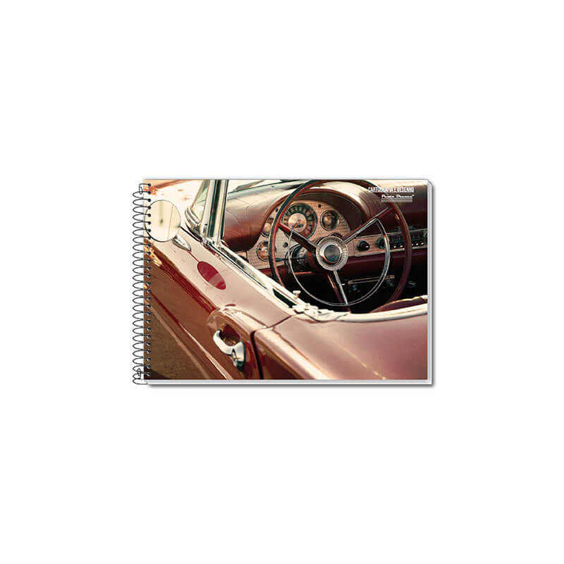 Caderno de desenho coleção Rox com capa dura e 96 folhas.