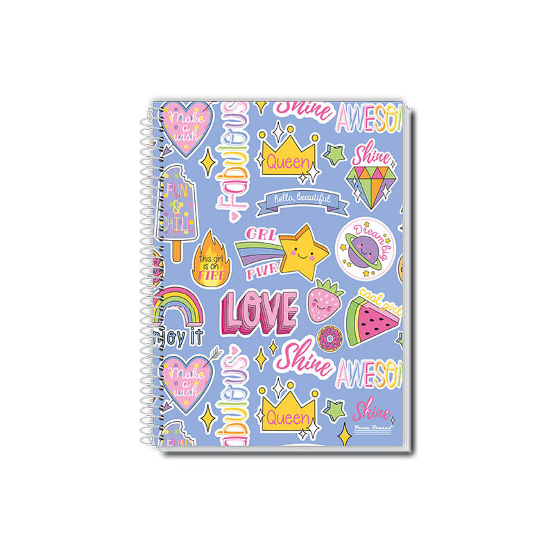 Caderno 1/8 CD 80FLS 17 Cadernos Universitários 1/4 e 1/8 com capa dura da Coleção Uau Pauta Branca.